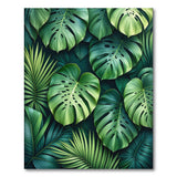 Lush Monstera Leaves Green Green Area Rug