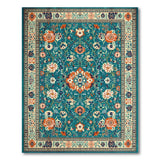 Traditional Persian Blue and Teal Persian Floral Medallion Area Rug
