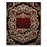 Ornate Gold Crimson Baroque Frame Area Rug