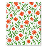 Orange Vibrant Orange Floral Pattern Area Rug