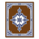 Ornate Blue Persian Area Rug on Brown Field