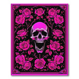 Hot Pink Skull Roses Area Rug