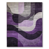 Purple Purple Geometric Wave Area Rug