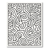 Intricate Swirl Maze Black White Area Rug