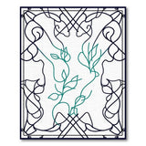 Teal Vine Ornate Frame Area Rug