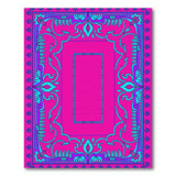 Vibrant Pink Teal Ornate Border Area Rug
