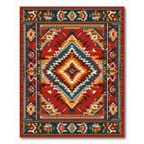 Bold Red Teal Southwestern Geometric Area Rug