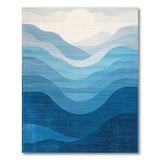 Coastal Beach Serene Blue Waves Coastal Area Rug