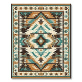 Teal Southwestern Geometric Southwestern Area Rug
