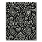 Elegant Black Paisley Rose Area Rug
