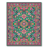 Vibrant Emerald Persian Area Rug with Floral Medallions