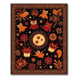 Whimsical Cartoon Owls Stars Area Rug