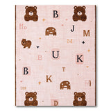 Cute Pink Teddy Bear Alphabet Kids Rug