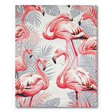 Pink Flamingo Palm Leaf Coastal Area Rug