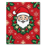 Jolly Cartoon Santa Holly Wreath Christmas Rug