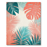 ODIKA Washable Tropical Monstera Palm Leaf Area Rug - Teal & Coral Low Pile Non-Slip
