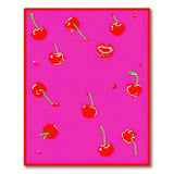 Playful Cherry Fruit Pattern Pink Area Rug