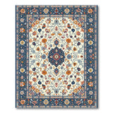 Navy Border Persian Floral Area Rug