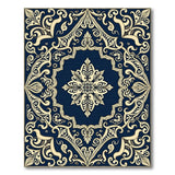 Blue and Teal Navy Blue and Gold Ornate Persian Area Rug