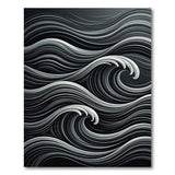 Dynamic Black White Wave Area Rug