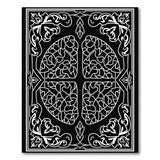 Ornate Black White Filigree Area Rug