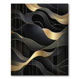ODIKA Modern Abstract Black and Gold Machine Washable Area Rug - Low Pile Non-Slip Art Deco Rug