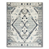 Grey Teal Southwestern Geometric Area Rug
