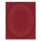Ornate Red Oval Scroll Border Area Rug