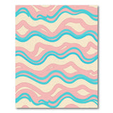 Abstract Wavy Pink Teal Area Rug