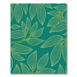 Teal Green Leaf Line Art Area Rug