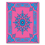 Vibrant Pink Rug with Blue Mandala Floral Design