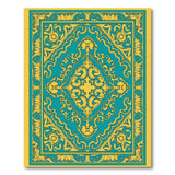 Teal Persian Area Rug with Gold Ornate Borders