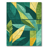 ODIKA Abstract Emerald Green Tropical Leaf Washable Low Pile Area Rug - Non-Slip & Pet Friendly