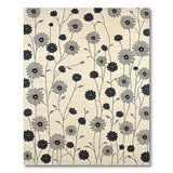 Vintage Black Daisy Floral Beige Area Rug