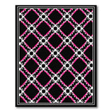 Pink Scalloped Diamond Trellis Black Area Rug