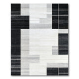 Modern Black White Geometric Block Rug