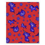Playful Blue Unicorn Stars Red Kids Rug