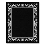 Ornate Floral Border Black White Area Rug