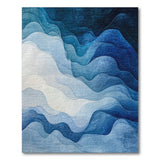 Layered Indigo Waves Abstract Area Rug