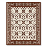 Beige Floral Persian Area Rug with Ornate Brown Border