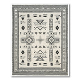 Black White Heritage Tribal Geometric Rug