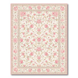 Vintage Pink Rose Vine Floral Area Rug