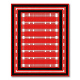 Bold Red Geometric Striped Area Rug with Black Frame