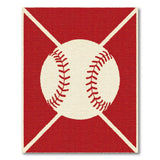 Red Baseball Stitched Area Rug