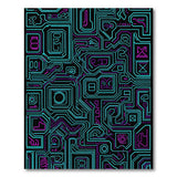 ODIKA Cyberpunk Circuit Board Washable Area Rug - Low Pile Non-Slip Gaming Room Mat