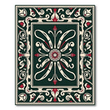 Ornate Dark Green Persian Medallion Rug