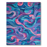 Teal Pink Abstract Swirl Area Rug