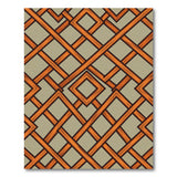 Orange Trellis Lattice Geometric Area Rug