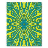Teal Yellow Swirling Mandala Area Rug