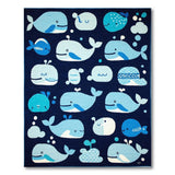 Cute Cartoon Whale Navy Area Rug